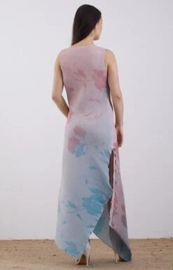 Peach And Blue Crinkle Dress -Ethereal Styles omw1836427b