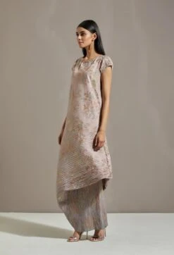 Taupe Crinkle Dress -Ethereal Styles omw18364302