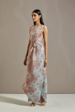 Navy Blue Crinkle Dress -Ethereal Styles omwob21dr122