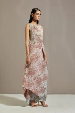 Navy Blue Crinkle Dress -Ethereal Styles omwob21dr123