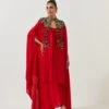 Red Cape With A Long Slip Dress -Ethereal Styles paplw4267bom5338m1
