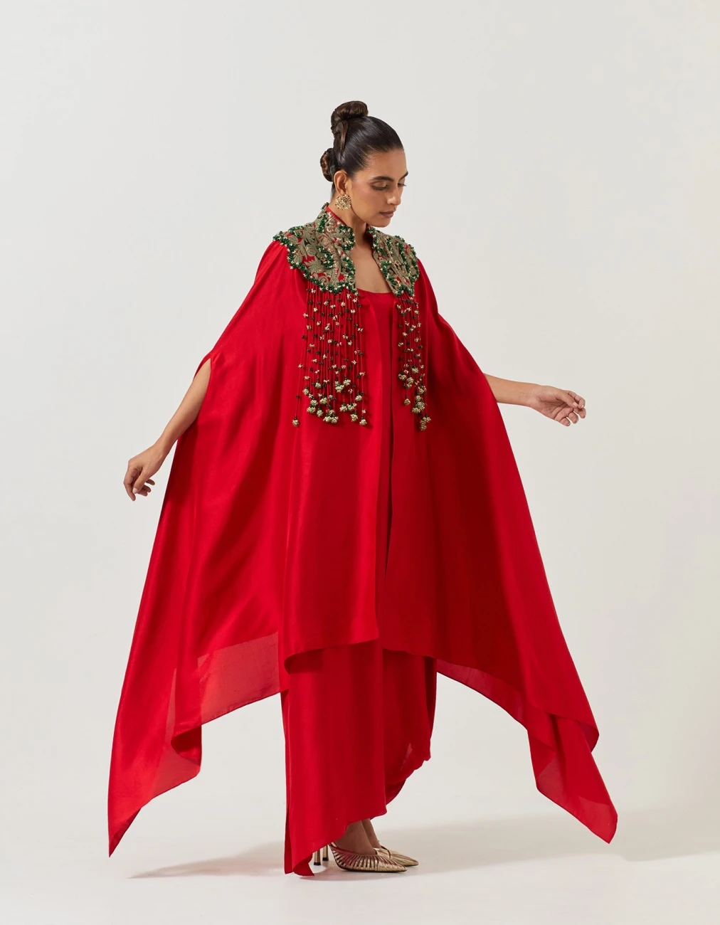 Red Cape With A Long Slip Dress 4 Red Cape With A Long Slip Dress - Image 2