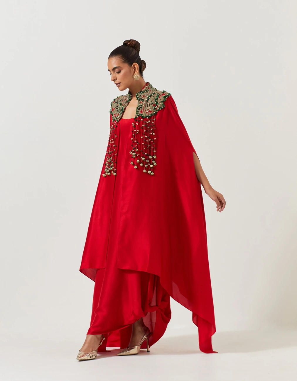 Red Cape With A Long Slip Dress 5 Red Cape With A Long Slip Dress - Image 3