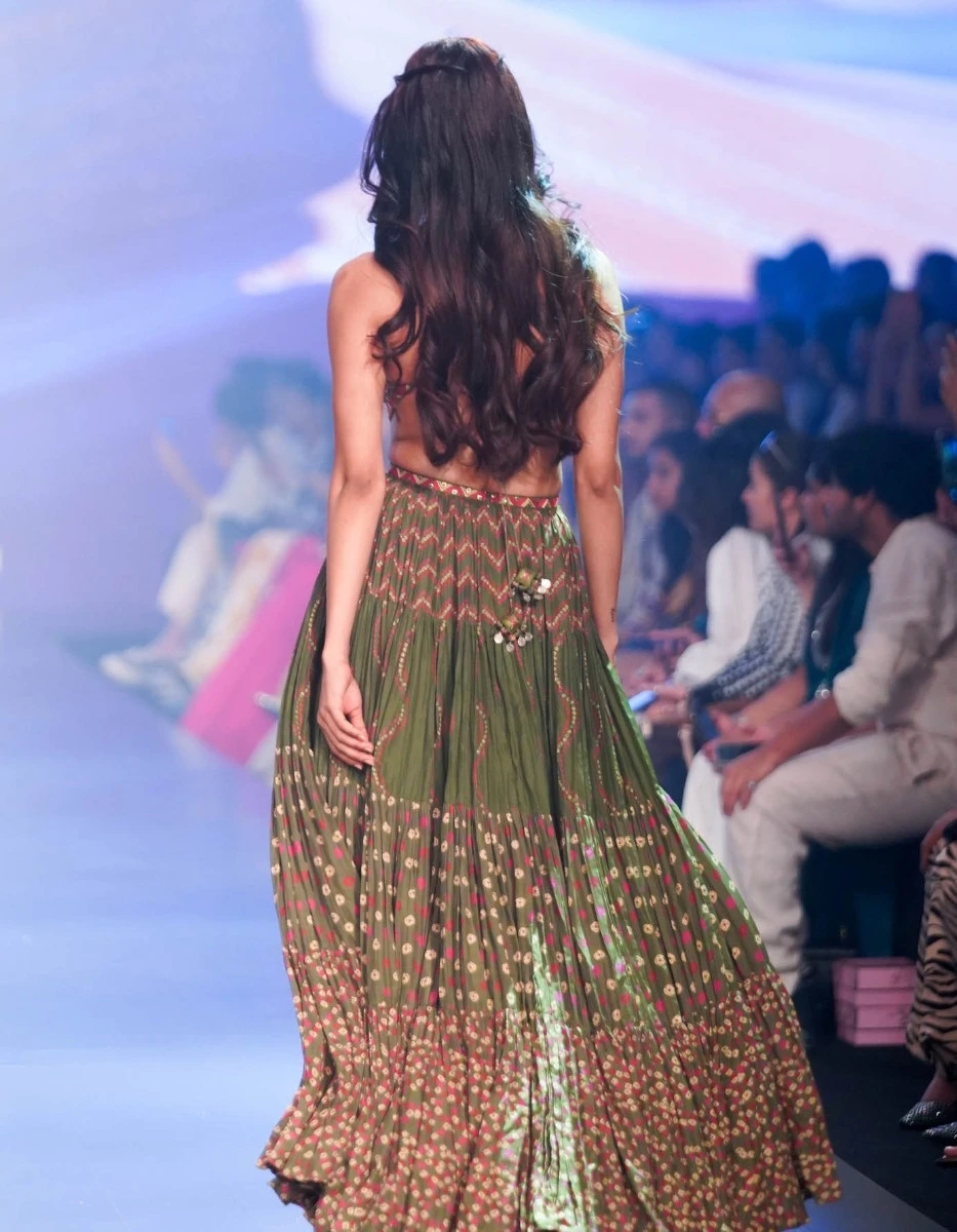 Kacha Aam Coin And Resham Work Yolk Tiered Dress 6 Kacha Aam Coin And Resham Work Yolk Tiered Dress - Image 4
