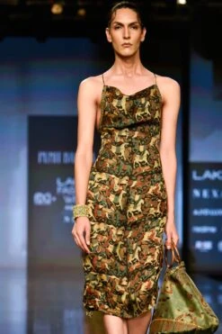Dry Heena Green Printed Cowl Neck Dress -Ethereal Styles pb40 2