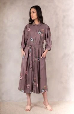 Coffee Eden Print Dress -Ethereal Styles pf22d82