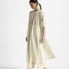 Moss Green Stripe Front Gather Dress Co-ord Set -Ethereal Styles pf23set111