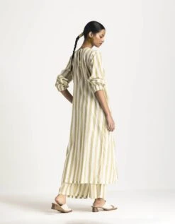 Moss Green Stripe Front Gather Dress Co-ord Set -Ethereal Styles pf23set11b