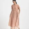 Champagne Yoke Gather Dress Co-ord Set -Ethereal Styles pf23set151