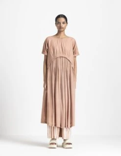 Champagne Yoke Gather Dress Co-ord Set -Ethereal Styles pf23set154