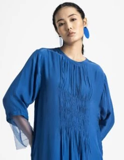 Electric Blue Elastic Waist Dress Co-ord Set -Ethereal Styles pf23set363