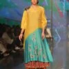 Yellow, Teal Green & Black Ombre Dress -Ethereal Styles ppaw2322131