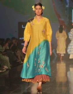 Yellow, Teal Green & Black Ombre Dress -Ethereal Styles ppaw232213b
