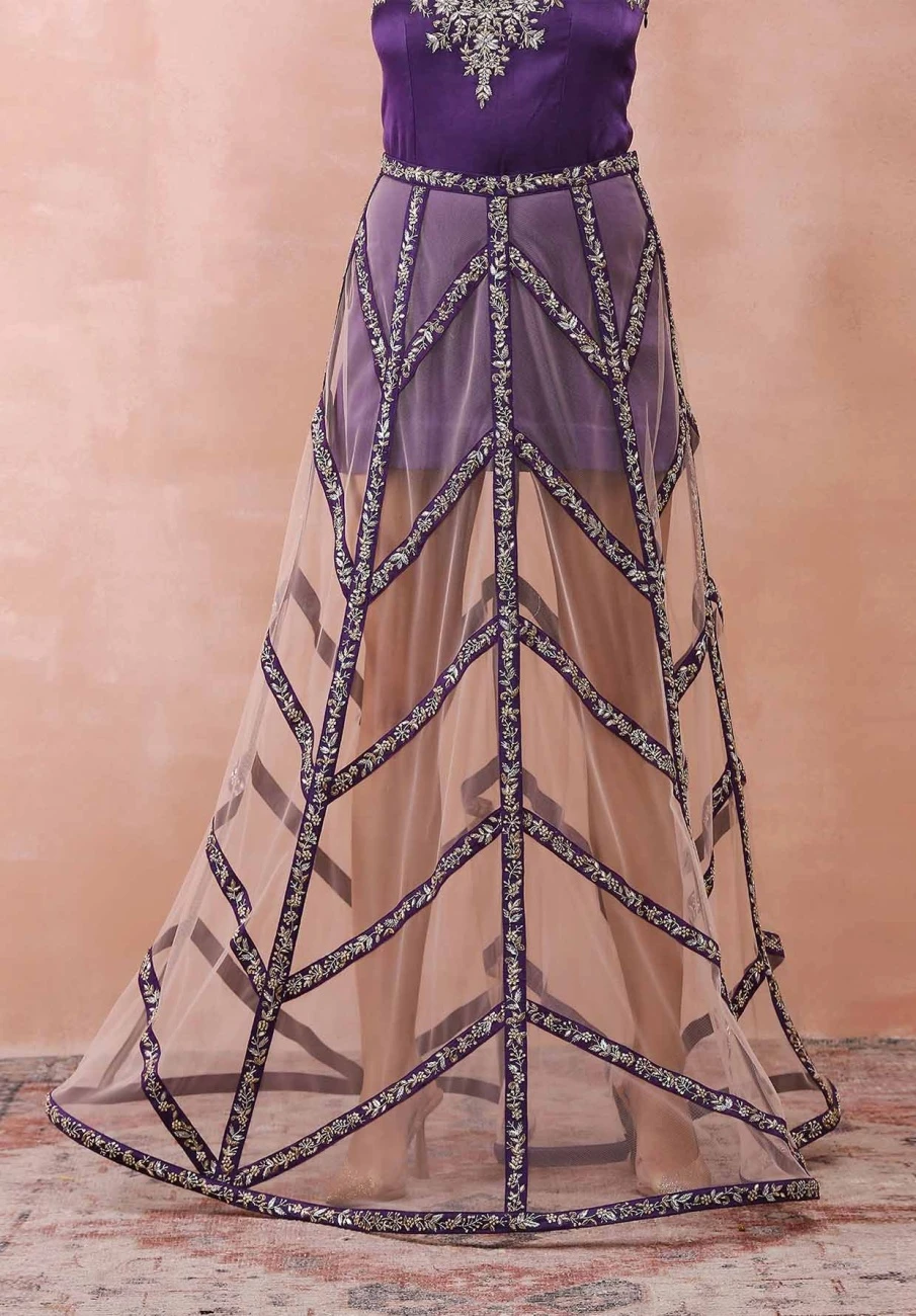 Purple Embroidered Dress With Skirt 8 Purple Embroidered Dress With Skirt - Image 6