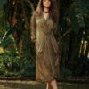 Sage Green Silk Trevron Twisted Dress -Ethereal Styles pvwd22013a1