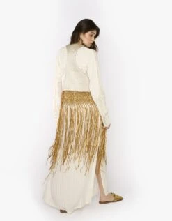 The Lurex Striped Hamsa Yoke Long Dress & Hand Woven Quilted Jacket 9 The Lurex Striped Hamsa Yoke Long Dress & Hand Woven Quilted Jacket -Ethereal Styles rarahl2332b