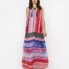 The Rainbow Lurex Long Gathered Dress With Hand Embroidered Lobsters And Cord Detail At Neck -Ethereal Styles rarasss2023691