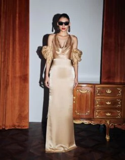 Beige 'Natalia' Cowl Dress