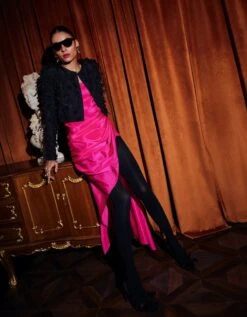 Hot Pink And Black 'Aspin' Jacket And 'Celine' Dress -Ethereal Styles rkcu23263