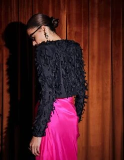 Hot Pink And Black 'Aspin' Jacket And 'Celine' Dress -Ethereal Styles rkcu23264