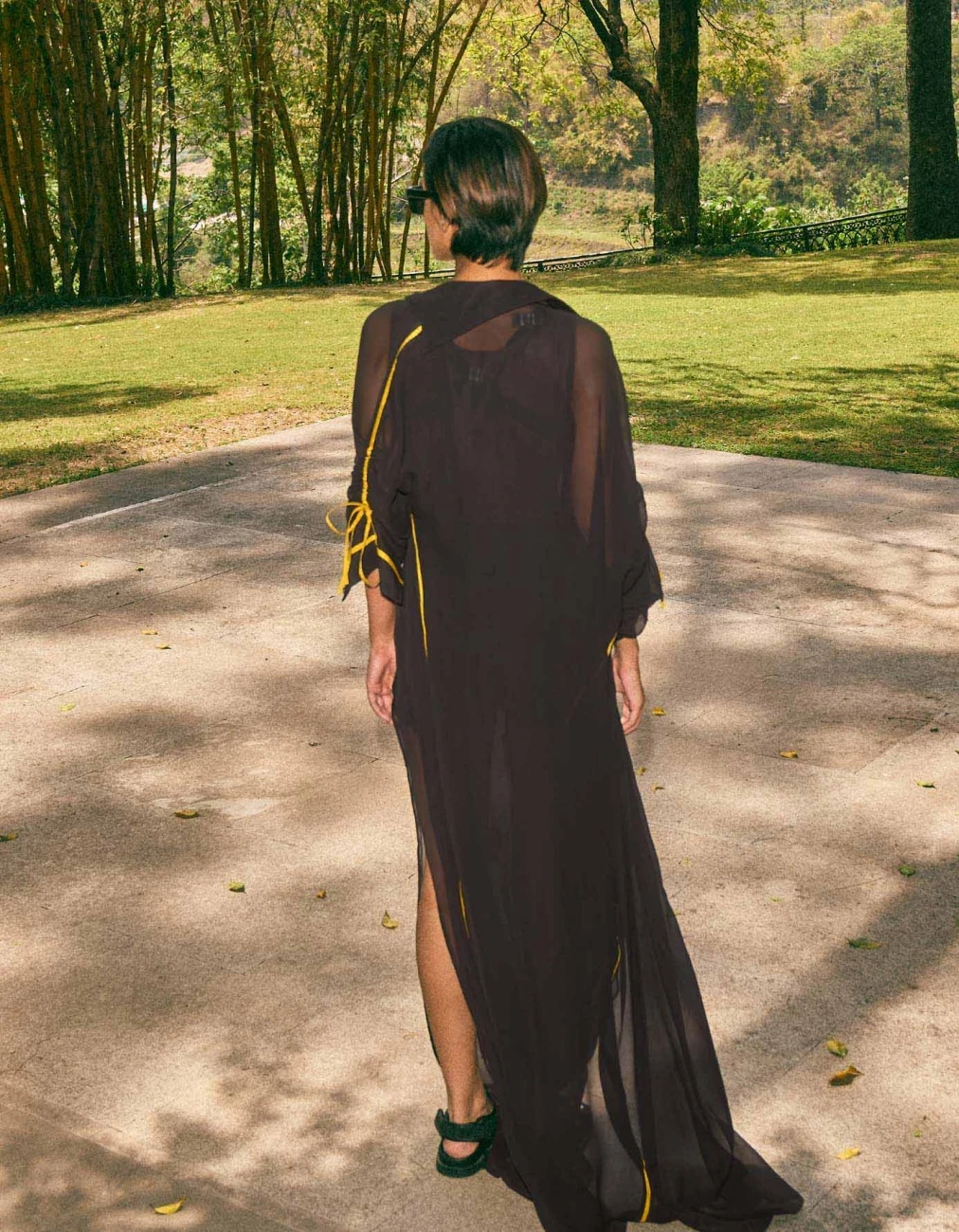 Black Fara Embroidered Dress With Eva Cape Set 7 Black Fara Embroidered Dress With Eva Cape Set - Image 5