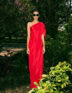 Red Brigette Cape With Nouise One Shoulder Dress 12 Red Brigette Cape With Nouise One Shoulder Dress -Ethereal Styles rkrs230165