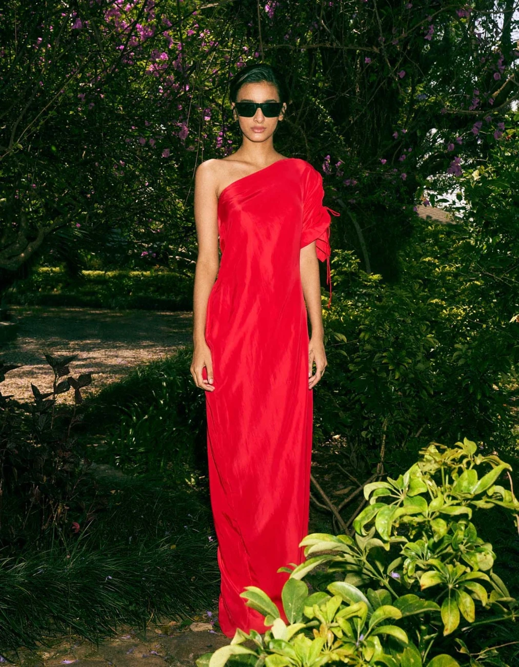 Red Brigette Cape With Nouise One Shoulder Dress 7 Red Brigette Cape With Nouise One Shoulder Dress - Image 5