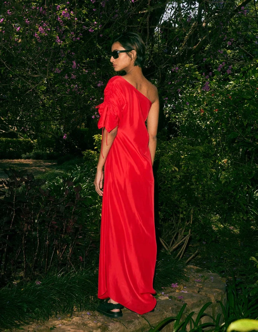 Red Brigette Cape With Nouise One Shoulder Dress 8 Red Brigette Cape With Nouise One Shoulder Dress - Image 6