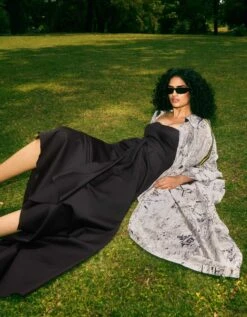 Black And White Audrey Dress With Eve Jacket -Ethereal Styles rkrs230224