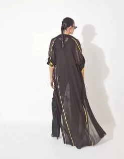 Black Fara Dress And Eva Cape With Bustier And Pant -Ethereal Styles rkrs23039b