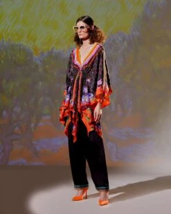 Black With Red Loving Vincent Van Gogh Inayat  And Paloma Dress With Pants -Ethereal Styles rr22893set3