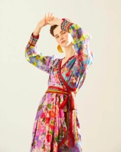 Multi Eden Udipti Wrap Dress -Ethereal Styles rr237524