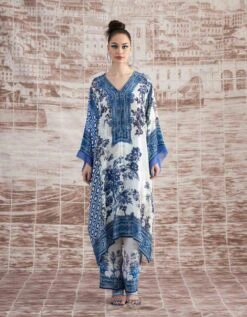 Blue And White Portugal Olivia Kaftaan Dress