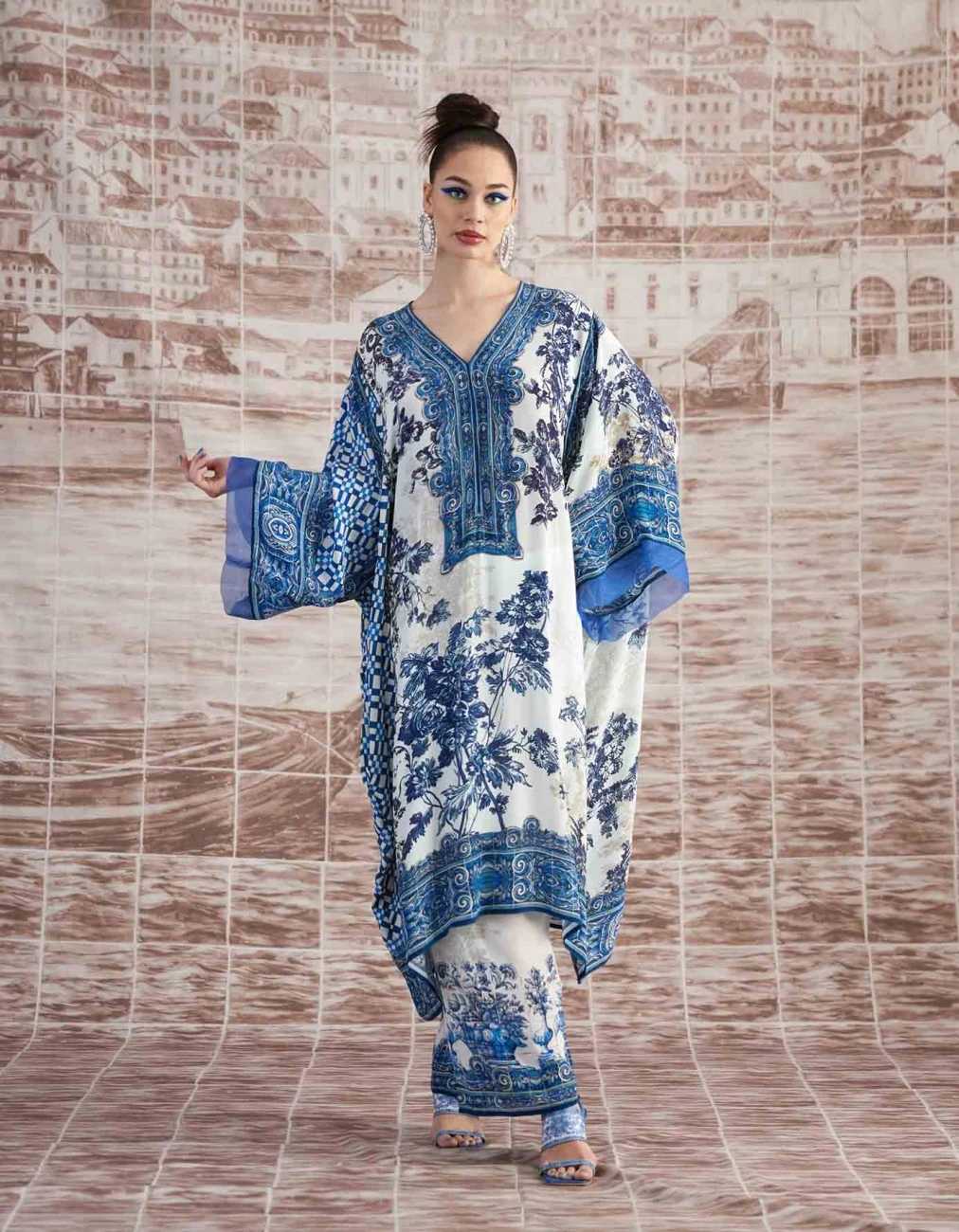 Blue And White Portugal Olivia Kaftaan Dress 4 Blue And White Portugal Olivia Kaftaan Dress - Image 2