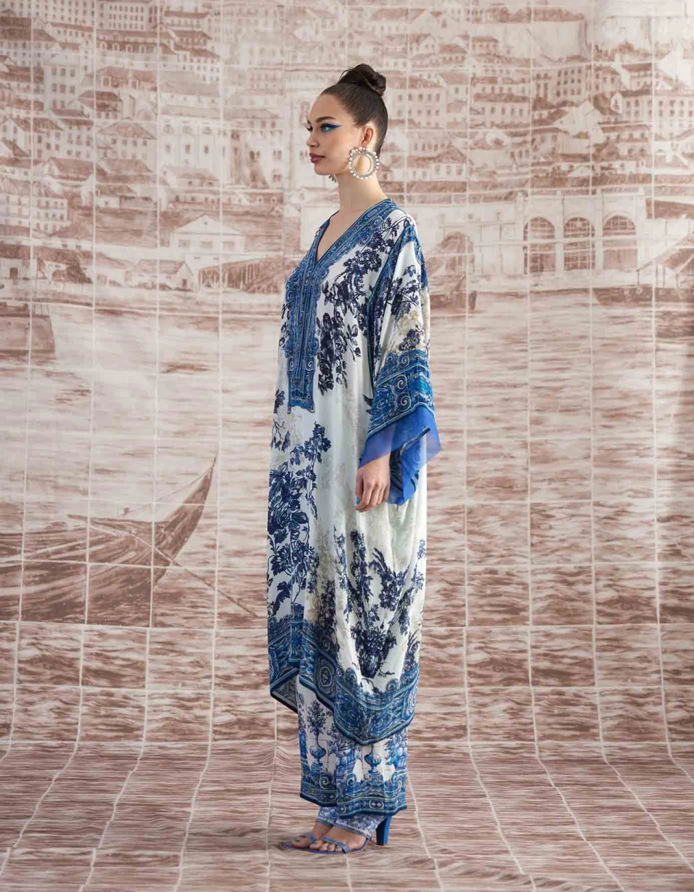 Blue And White Portugal Olivia Kaftaan Dress 5 Blue And White Portugal Olivia Kaftaan Dress - Image 3