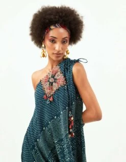 Deep Teal Rasa One Shoulder Dress And Jacket 15 Deep Teal Rasa One Shoulder Dress And Jacket -Ethereal Styles rt23amdr3jk96