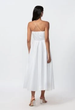 White Summer Dress With Hand Embroidered Mirror And Thread Work Motif -Ethereal Styles s3030mrb