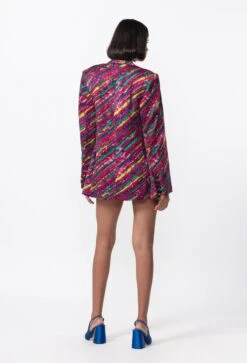 Purple Chiffon Abstract Leheriya Strapless Mini Dress With Hand Pleats 7 Purple Chiffon Abstract Leheriya Strapless Mini Dress With Hand Pleats -Ethereal Styles s3085mrb