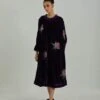 Purple Welington Collar Silk Velvet Dress -Ethereal Styles saivr001ahvelpl1