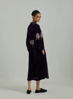 Purple Welington Collar Silk Velvet Dress -Ethereal Styles saivr001ahvelplb