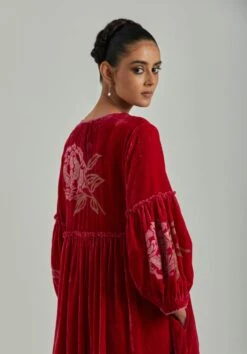 Pink Autumn Love Panel Silk Velvet Dress 10 Pink Autumn Love Panel Silk Velvet Dress -Ethereal Styles saivr012aubhsepk4