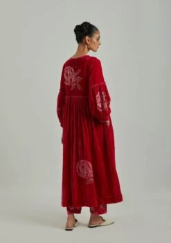 Pink Autumn Love Panel Silk Velvet Dress 11 Pink Autumn Love Panel Silk Velvet Dress -Ethereal Styles saivr012aubhsepkb