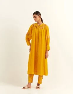 Clotilde Yellow Trellis Dress -Ethereal Styles saivr049luxgdnyl2