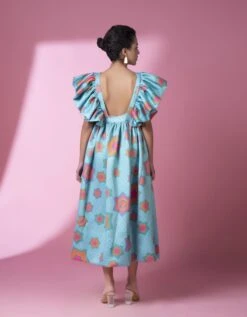 Aqua Geomteric Print Dress -Ethereal Styles sbtsl009b