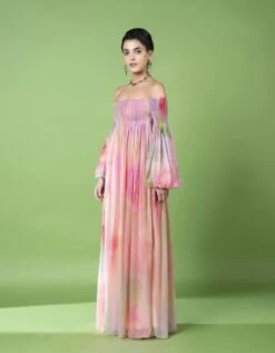 Drizzly Floral Off Shoulder Dress -Ethereal Styles sbtsl0363