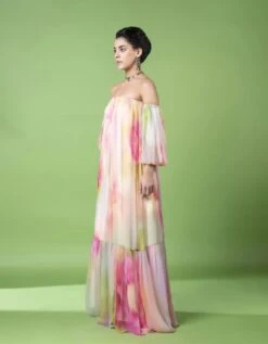 Drizzly Floral Off Shoulder Tier Dress -Ethereal Styles sbtsl0403