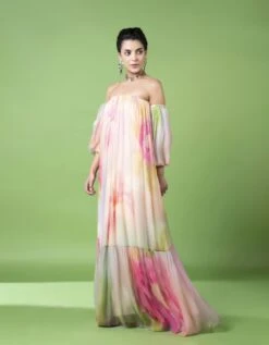 Drizzly Floral Off Shoulder Tier Dress -Ethereal Styles sbtsl040b