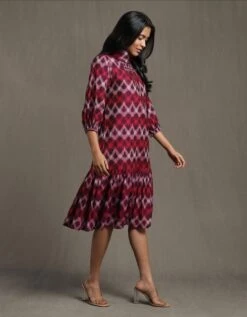 Purple Pleated High Neck Midi Dress With Ruffled Hem 9 Purple Pleated High Neck Midi Dress With Ruffled Hem -Ethereal Styles sdrcik01n32177202purple3