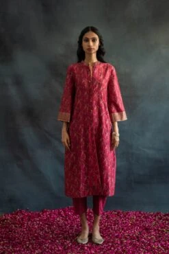 Daliha Pink Handwoven Chanderi Noah Dress