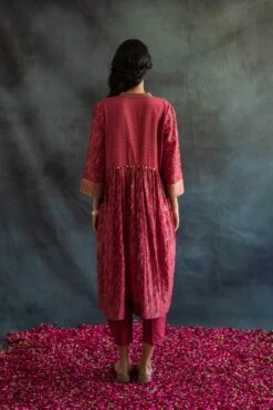 Daliha Pink Handwoven Chanderi Noah Dress -Ethereal Styles sk2142b